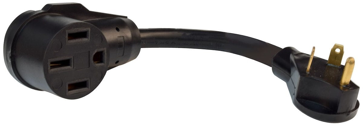 Valterra Power Cord Adapter, 30 amp Male to 50 amp Female, Black, 12 in Length - A10-3050FBK