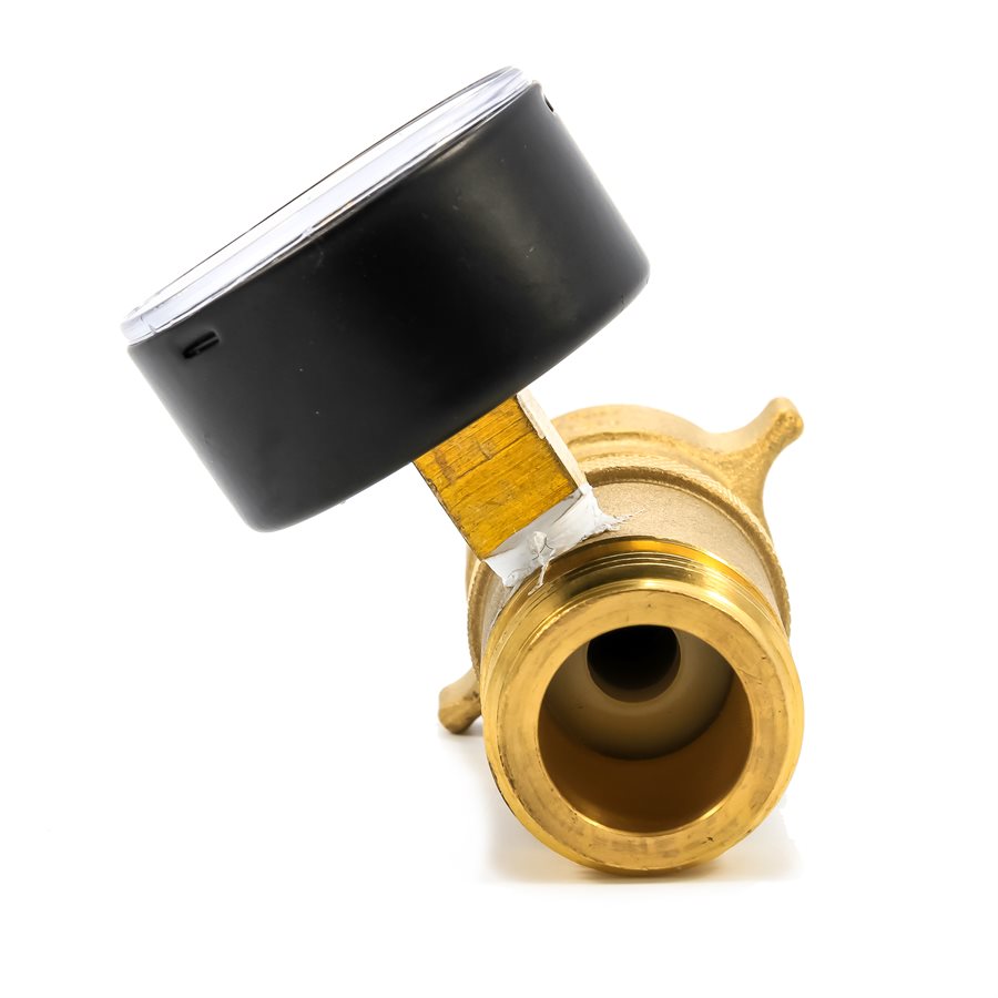 Camco Fresh Water Pressure Regulator, Brass, Preset Pressure Range of 40-50 PSI, Complies With CA and VT Regulations For Brass Content - 40064
