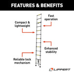 Lippert RV Ladder, 12 ft 6 in Extension Height, Aluminum, 330 lb Load Capacity - 2021097938
