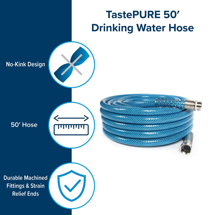 Camco Fresh Water Hose, 5/8 in Internal Diameter, 50 ft Length, 100 PSI Working Pressure - 22853