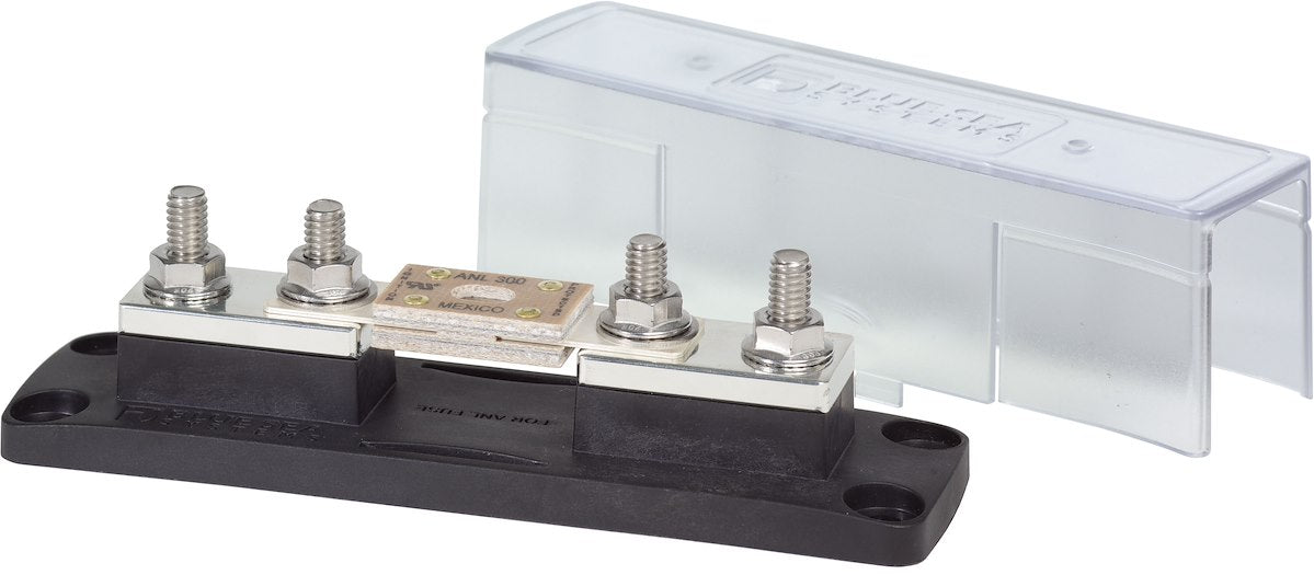Blue Sea Fuse Block, 32 V DC, 750 amp, With Protective Cover And 8 Write-On Circuit Labels - 5503-BSS