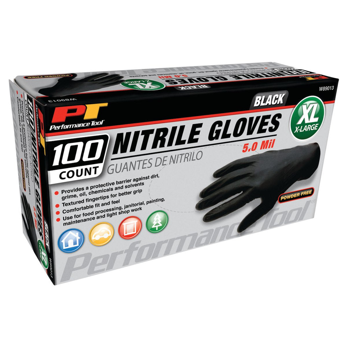 Performance Tool Gloves, Black, Box Of 100 - W89013