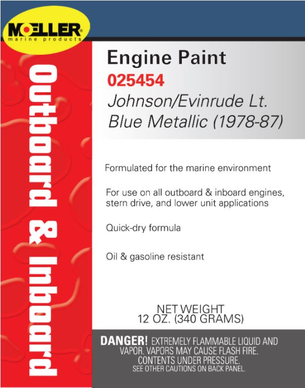Moeller Marine Products Engine Paint, Johnson/Evinrude Light Blue Metallic, 12 oz - 025454