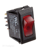 RV Designer Multi Purpose Switch, 125 V AC, 0.550 in x 1.125 in Cutout, Red Illuminated Light - S245