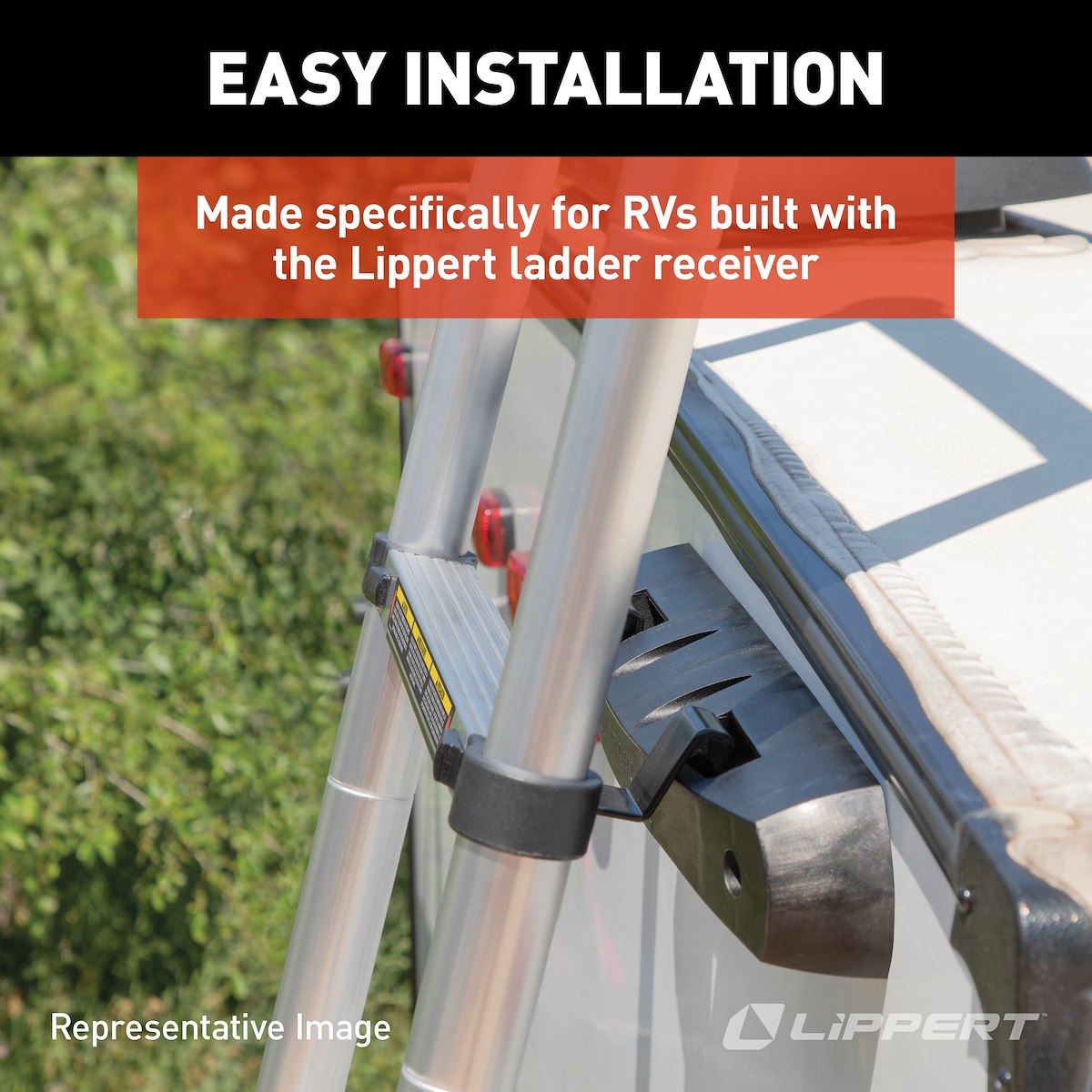 Lippert RV Ladder, 12 ft 6 in Extension Height, Aluminum, 330 lb Load Capacity - 2021097938