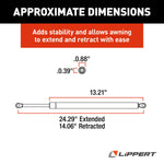 Lippert Awning Shock, 24.38 in Extended Length, 14.70 in Retracted Length, 124 lb Capacity - 260282