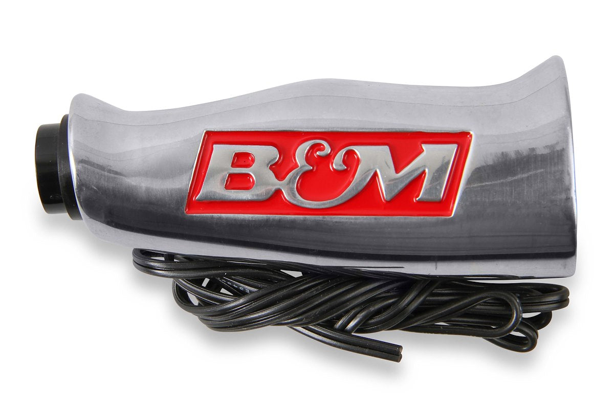 B&M Shifter Knob, 1/2-20 Thread Size, T Handle With Red B&M Logo, Brushed Aluminum - 80658