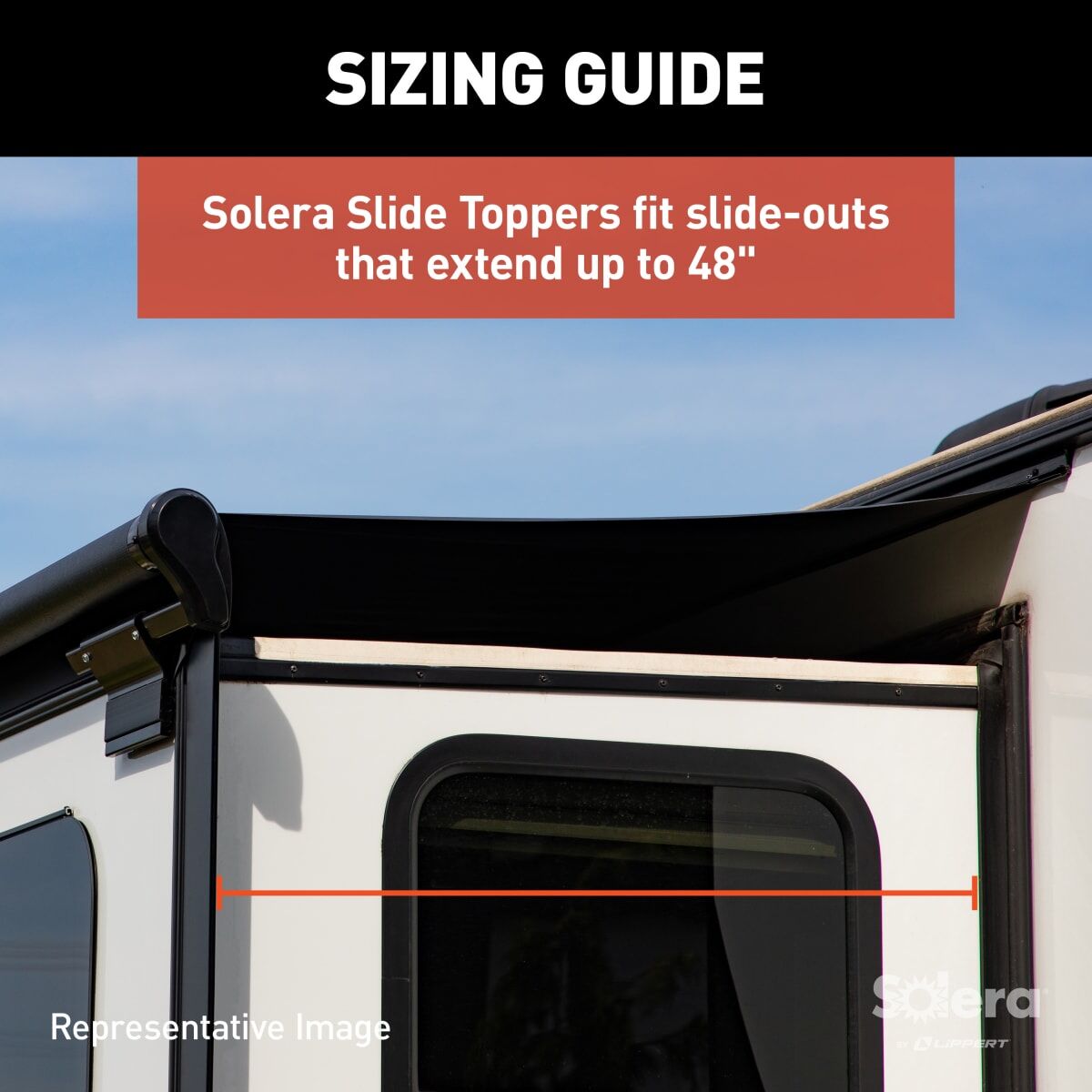 Lippert Awning, Solera  5000 Series, 162 in Slider Length x 48 in Extension, 157 in Fabric Length - V000163300