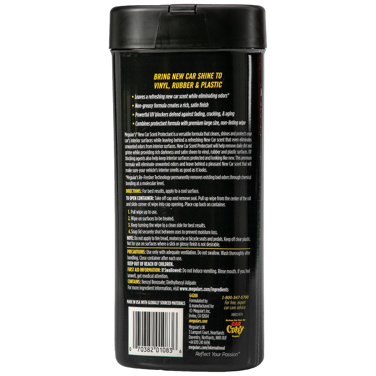 Meguiars Interior Cleaner, 25 Wipes Can - G4200
