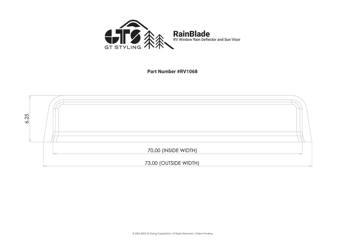 GT Styling Rainguard, Fits 62 To 67 in RV Window - RV1068