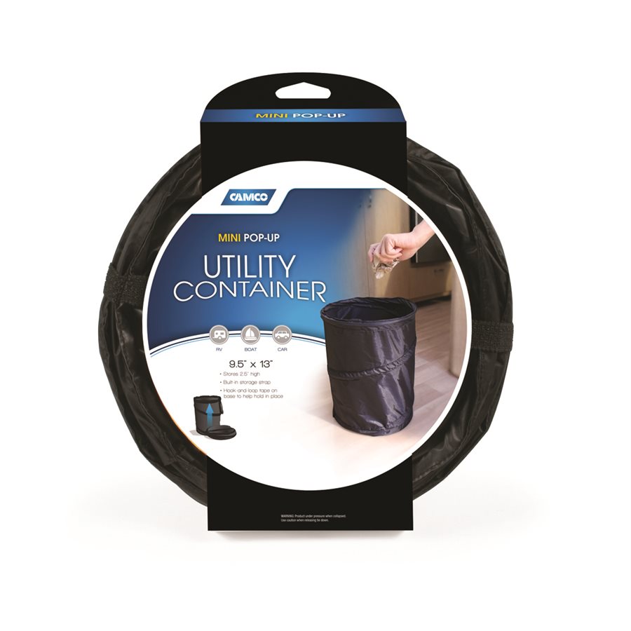 Camco Trash Can, 9-1/2 in Diameter x 13 in Height, Black - 42903