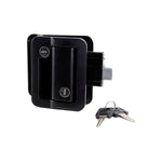 Lippert Entry Door Handle, Black, Aluminum, With 2 FIC Keys/Edge Cover Plate/Strike Plate And Mounting Screws - 2020102689