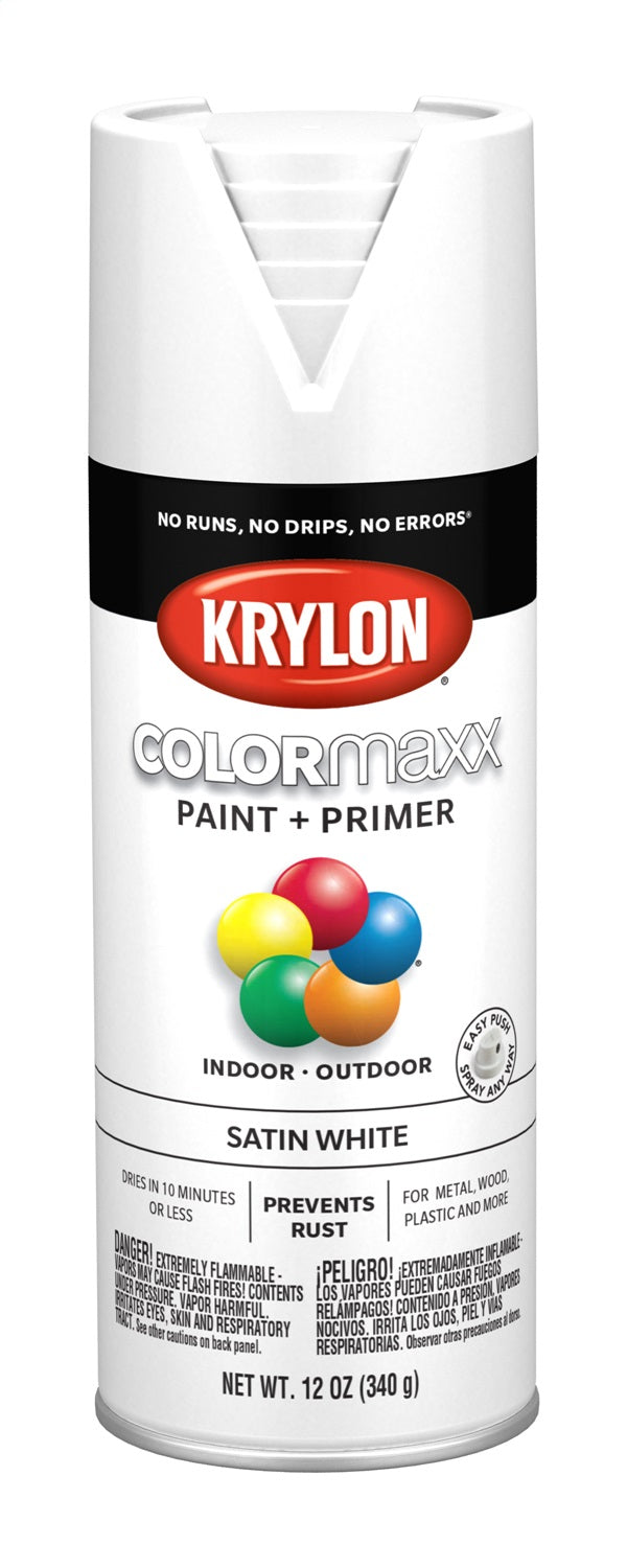 VHT/ Duplicolor Paint, For Metal/Wicker/Plastic/Glass/Ceramic/Fabric/Paper/Wood Surface, Satin White, 12 oz - 5577
