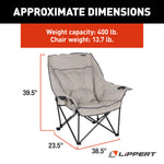 Lippert Camping Chair, 23-1/2 in Depth x 38-1/5 in Width x 39-1/2 in Height, 400 lb Weight Capacity - 2021128653
