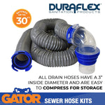 Duraflex Sewer Hose, 30 ft Extended Length, 106 in Compressed Length, 3 in Hose Diameter - 22007