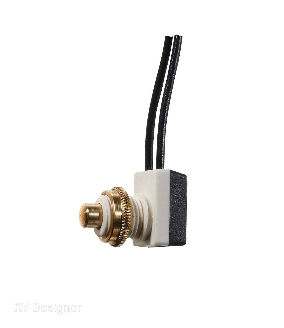 RV Designer Push Button Switch, 10 amp, With 8 in Leads - S751
