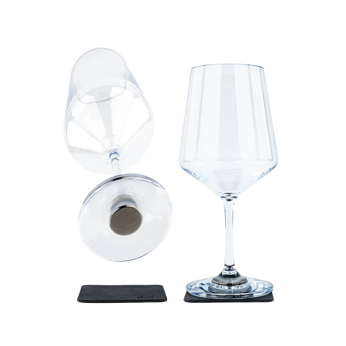 Silwy Magnetic Drinking Glass, 18.6 oz Capacity, With Two Black Metal Nano Gel Pads, Set Of 2 - KO-WI-CL-2
