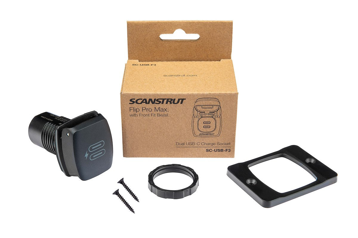Scanstrut USB Outlet, 10 To 32 V DC Input Voltage(12/24 V System), 6 Ampere Input Current, 1.65 in Width x 1.73 in Height - SC-USB-F3