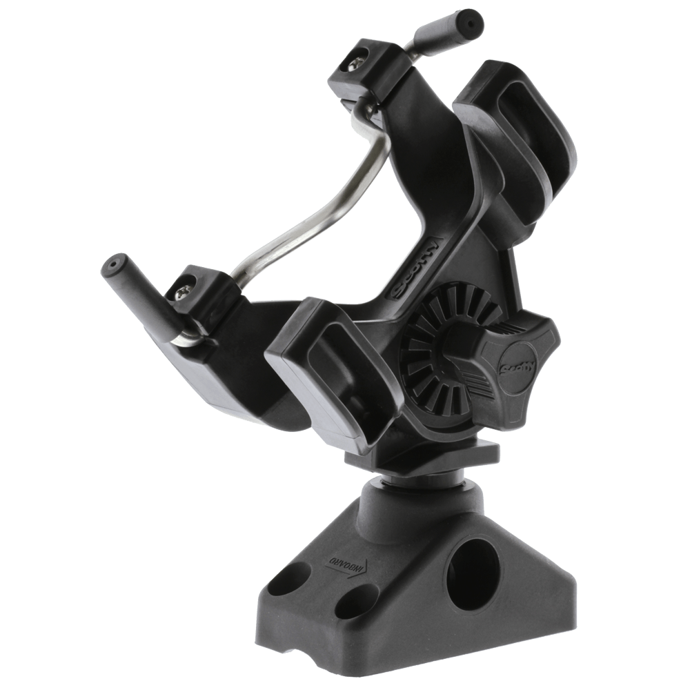 Scotty Inc. Fishing Rod Holder, Black, With 241 Side Deck Mount/1/4 in Stainless Steel Lock Bar - 0290