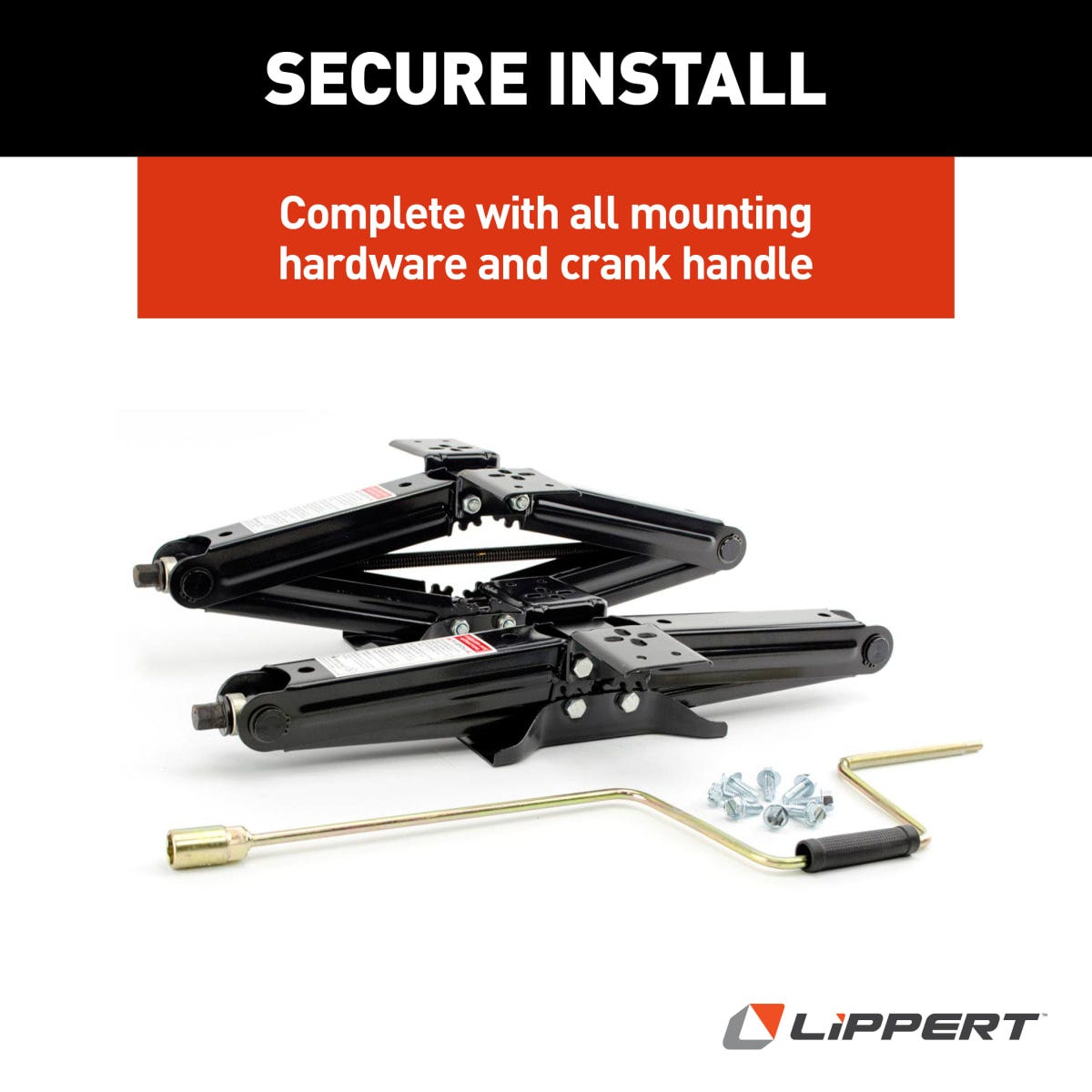 Lippert Leveling Jack, 5000 lb Capacity Per Jack, 24 in Lift Height, Steel, Set Of 2 - 285326