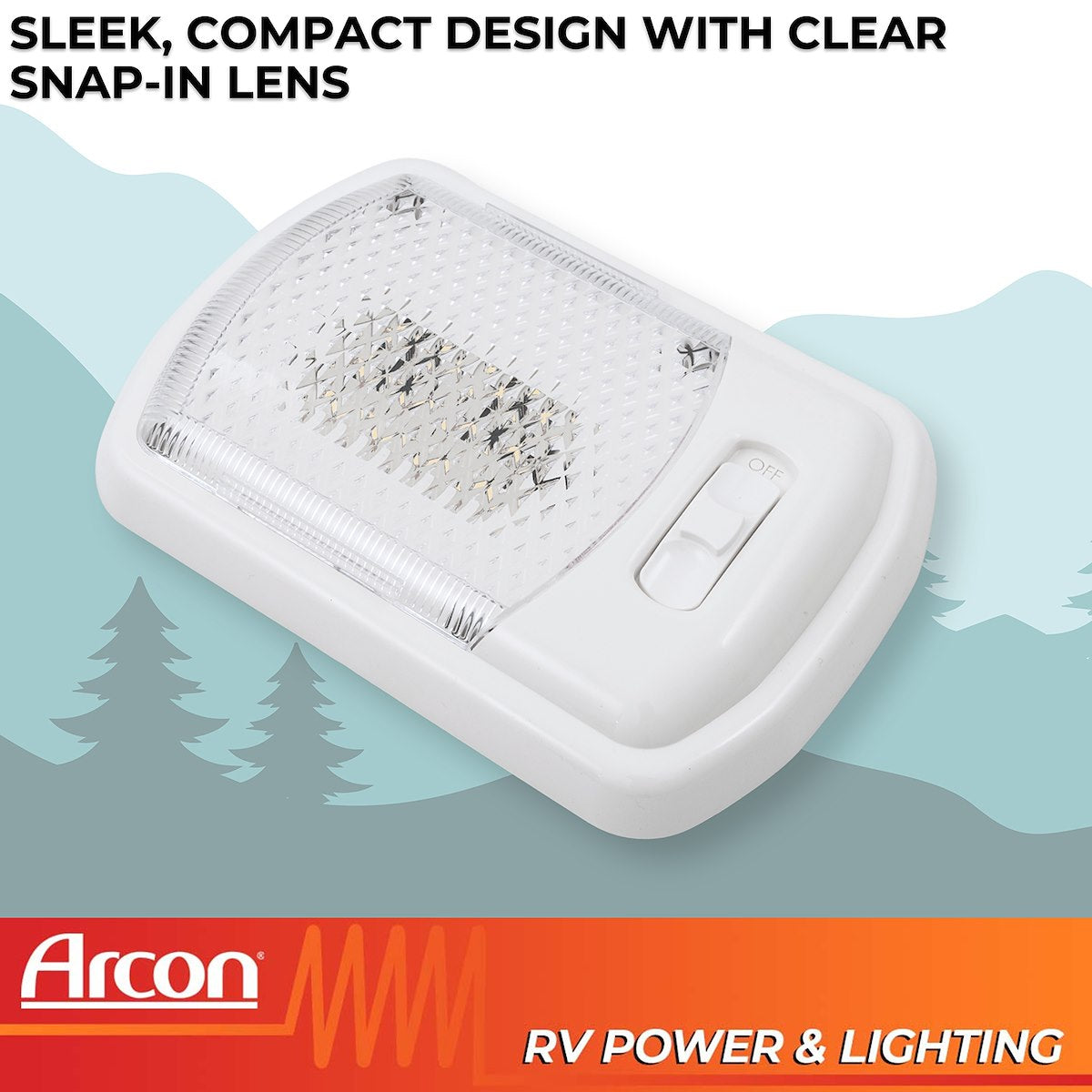 Arcon Interior Light - LED, 7-1/4 in Length x 4.95 in Width, Bright White SMD LED, 12 V - 20669N