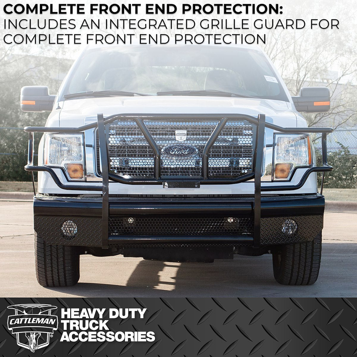 Cattleman HD Bumper, Glossy Powder Coated Black Steel - 2370PS