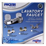 Phoenix Products Faucet, 2 Clear Crystal Acrylic Knob Handle, Polished Chrome Plated/Plastic Underbody, 2 Hole Application - PF212307