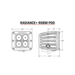 Rigid Industries Driving/Fog Light, LED Bulb, 4 LED Clear Bulb, 3.2 in Square, Set Of 2 - 202053
