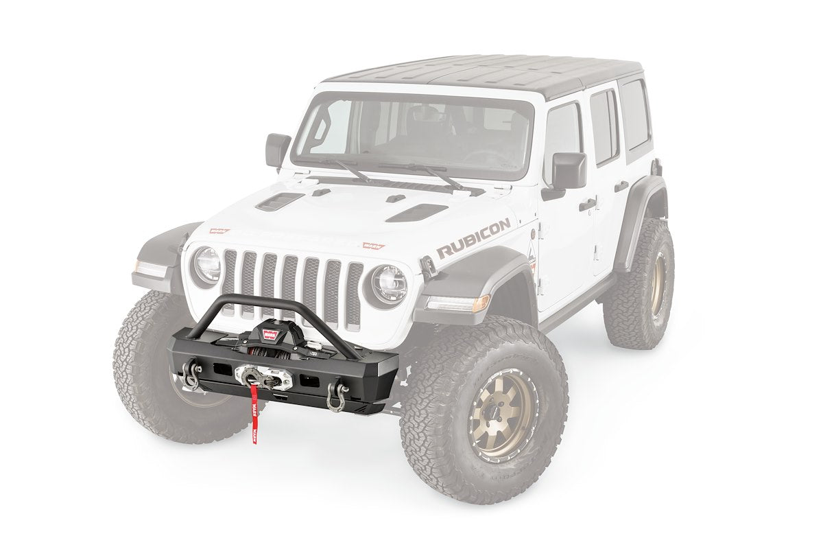 Warn Bumper, Elite Series, Powder Coated Black Steel, Fits Mid-Frame Winches Up To 12000 lb - 101330