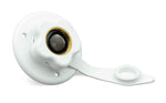 B&B Molders Fresh Water Inlet, 1-1/2 in Diameter Cutout Size, 3 in Outside Diameter x 1-11/16 in Valve Depth, Polar White - 94214