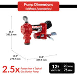 Fill-Rite Liquid Transfer Tank Pump, Diesel/Gasoline/Kerosene/E15/Biodiesel Up To B20, 12 V DC, 20 gal Per Minute - FR4210H