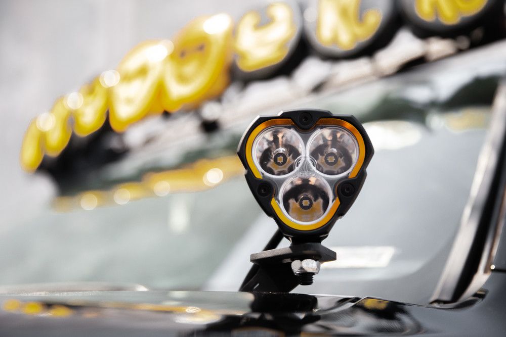 KC HiLiTES Driving/Fog Light, LED Bulb, Clear CREE LED, 3.6 in Width x 3-1/2 in Height x 2.6 in Depth Triangular, Set Of 2 - 0288