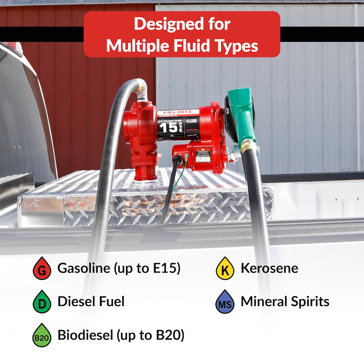 Fill-Rite Liquid Transfer Tank Pump, H Series, Diesel/Gasoline/Kerosene/E15/Biodiesel Up To B20, 12 V DC - FR1210HA1