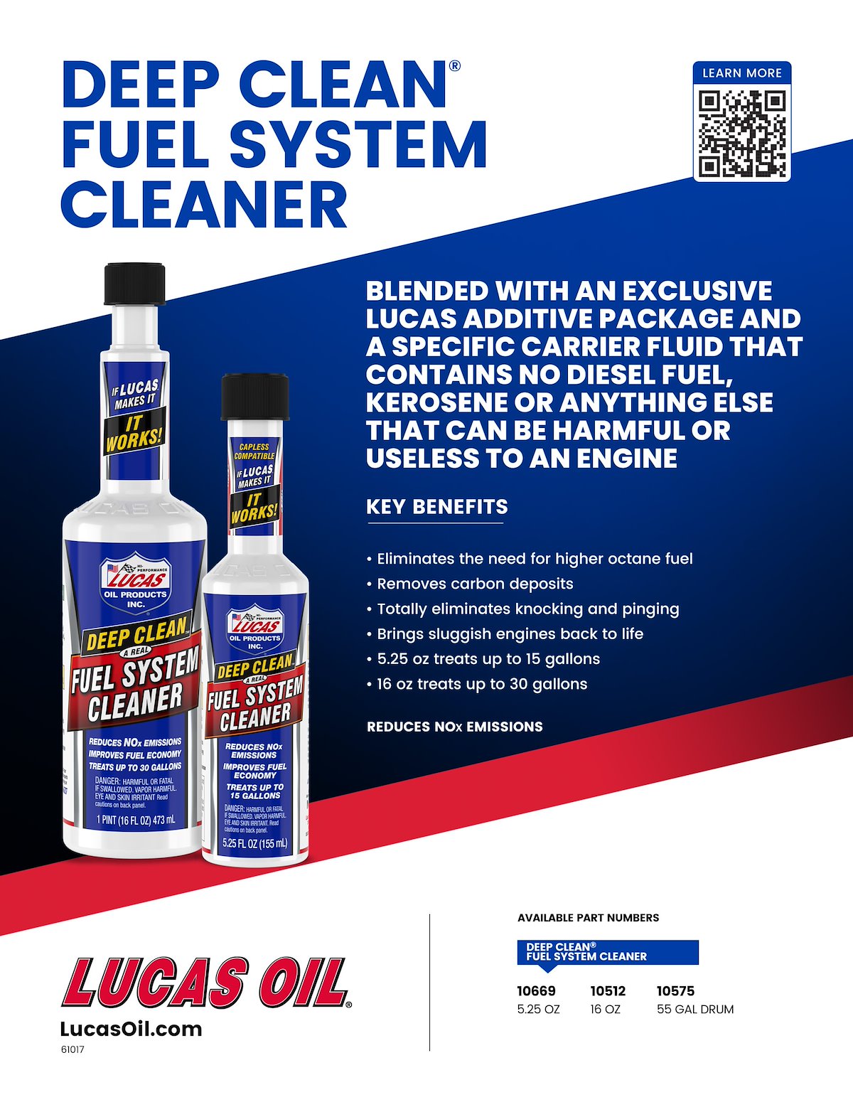 Lucas Oil Fuel Additive, Treats Up To 15 gal, 5.25 oz Bottle - 10669