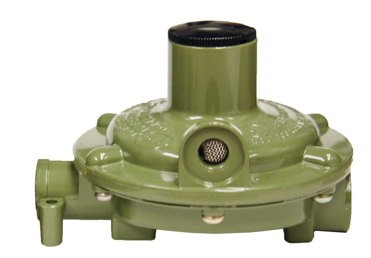 Marshall Excelsior Propane Regulator, 1/4 in FNPT Inlet x 3/8 in FNPT Outlet With 90 degree Vent, 140000 BTU, Die Cast Aluminum - MEGR-230-90