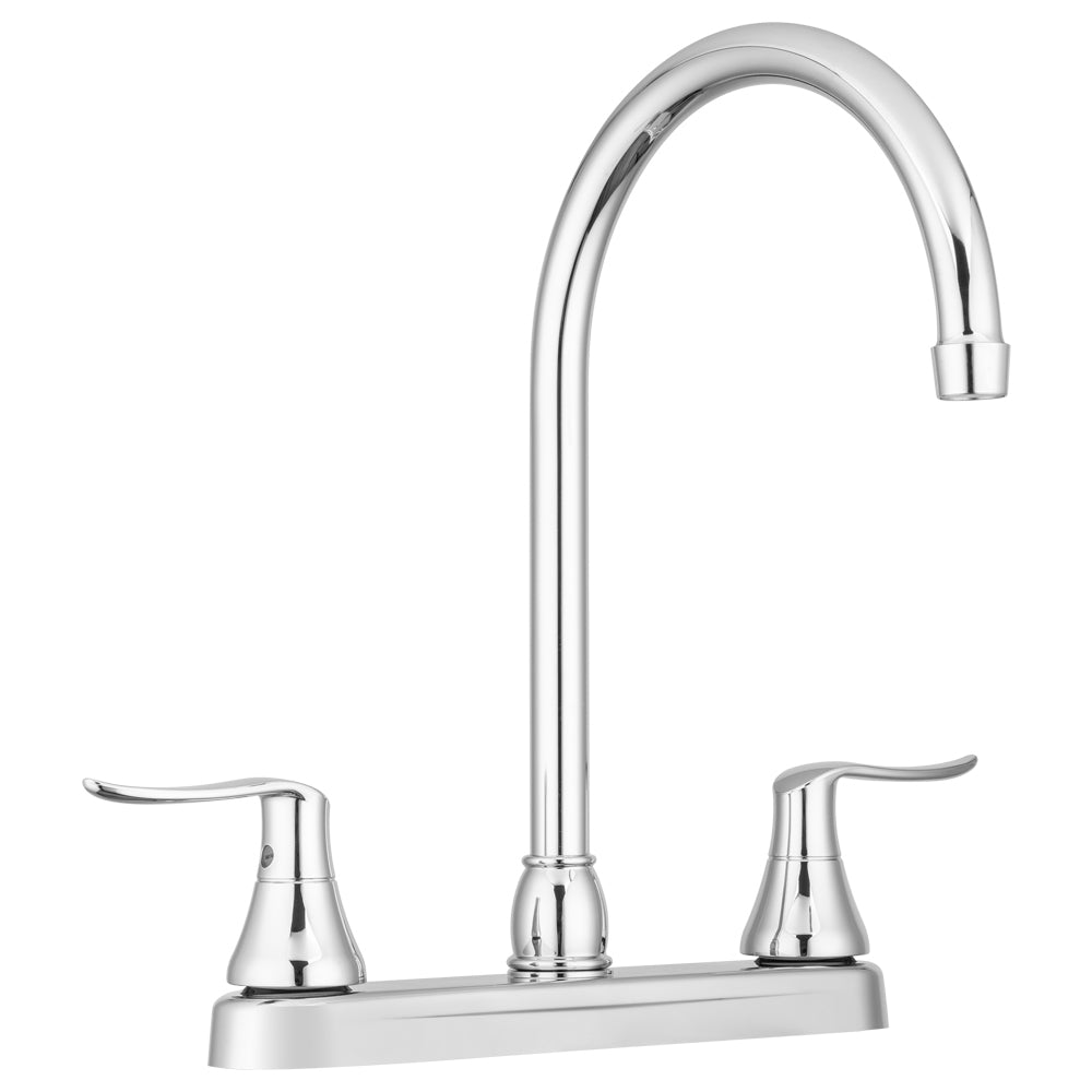 Dura Faucet Faucet, 12 in J-Spout, Chrome Polished/Plastic Body/Brass Spout, 2 Hole Application - DF-PK330HLH-CP