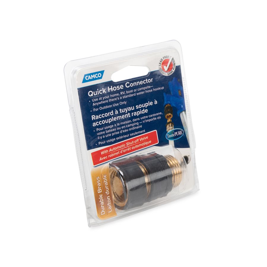 Camco Fresh Water Hose Connector, Brass, Complies With CA and VT Regulations For Brass Content - 20135