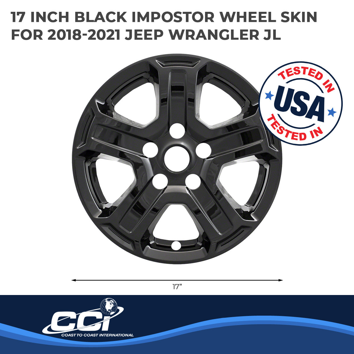 Coast2Coast Wheel Skin, 17 in, 5 Spokes, Gloss Black, Set Of 4 - IWCIMP420BLK