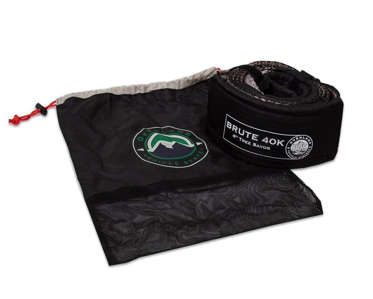 Overland Vehicle Systems Tow Strap, 4 in Width x 8 ft Length, Rated at 40,000 lb, Gray with Black Ends - 19079916