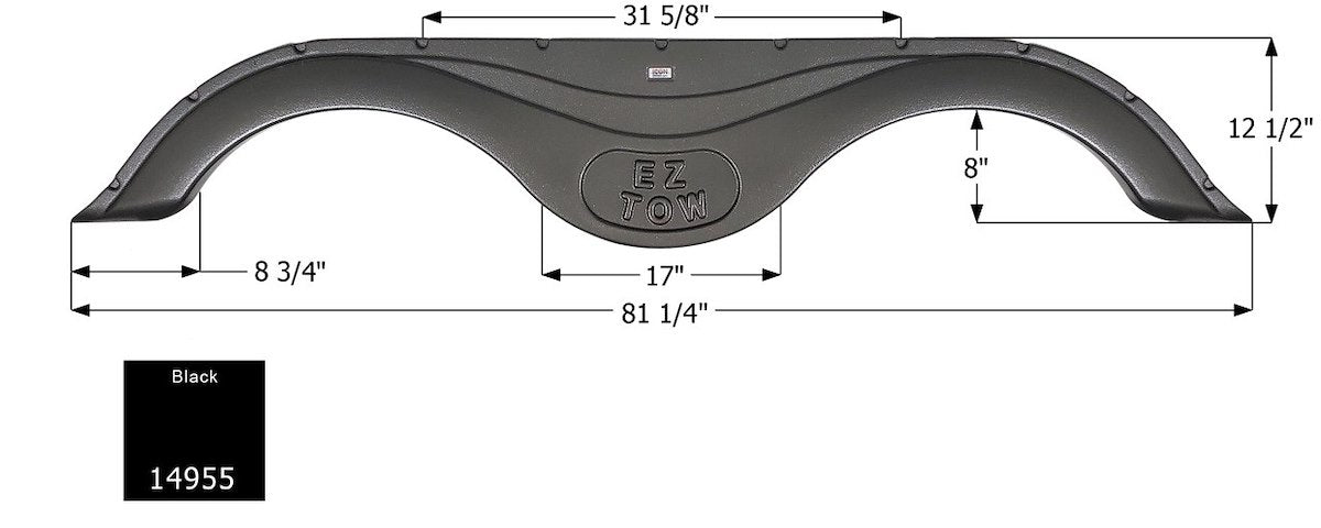 Icon Fender Skirt, 81-1/4 in Length x 12-1/2 in Height, Black - 14955