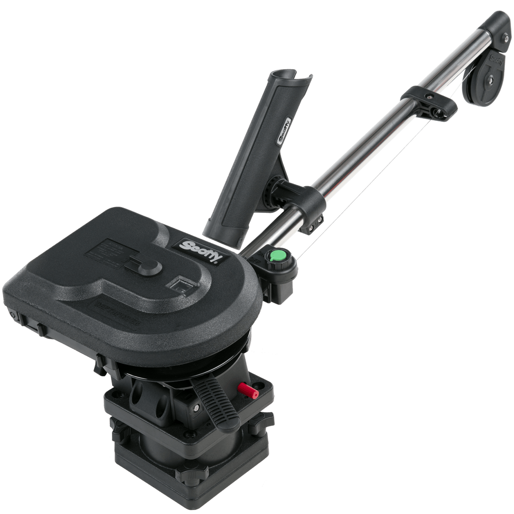 Scotty Inc. Downrigger, 2125 Marinco 12 V Plug And Receptacle With 40 in Power Cord, 16 Position Swivel Mounting Base, Black - 1101