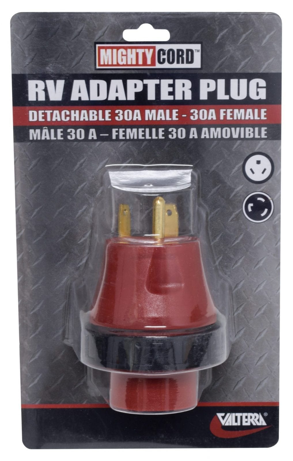 Valterra Power Cord Adapter, 30 amp Male To 30 Female, 30 amp - A10-3030DAVP
