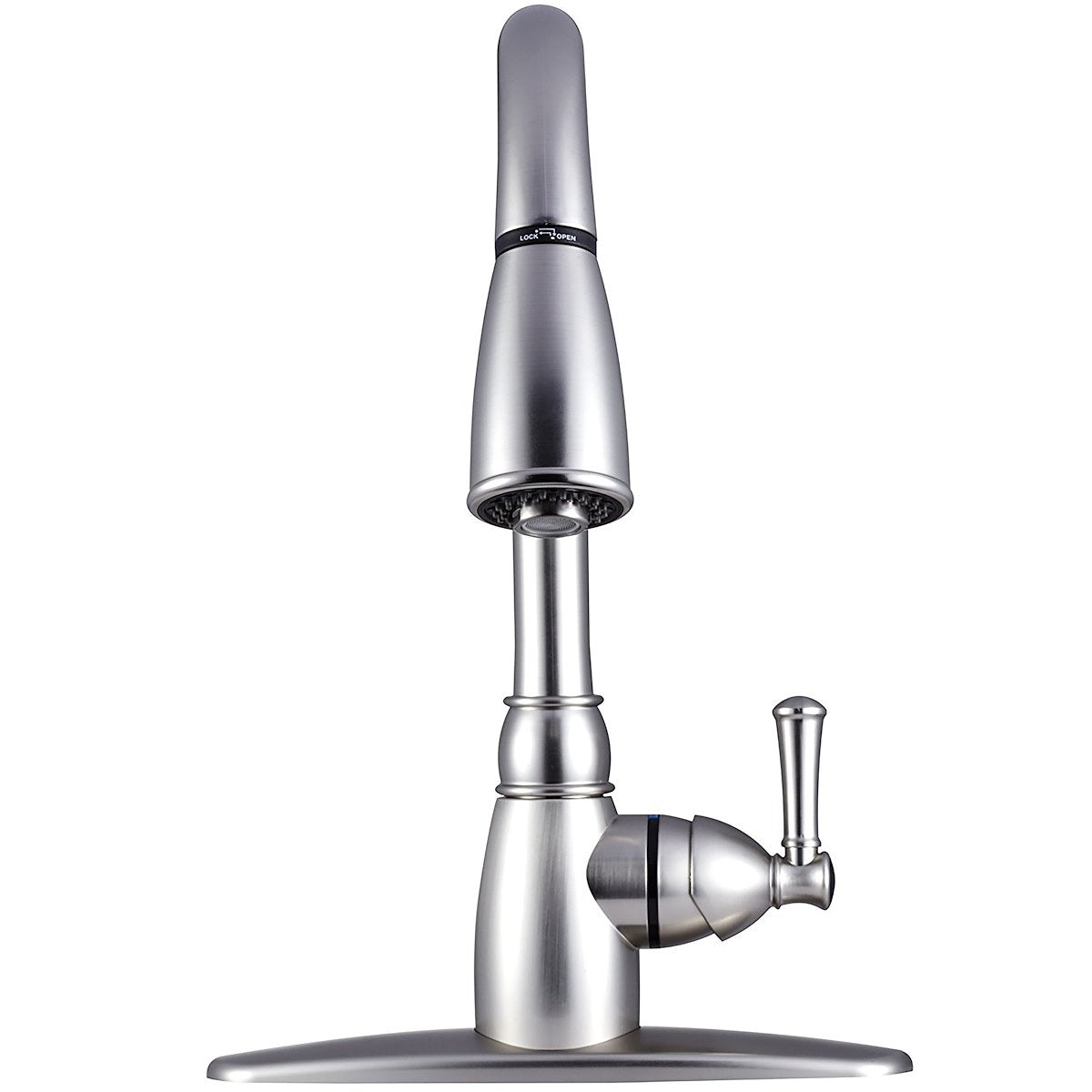 Dura Faucet Faucet, 15 in Pull Down Spout, 1 Hole/3 Hole Application, 1/2 in NPS Riser Connection - DF-PK160-SN