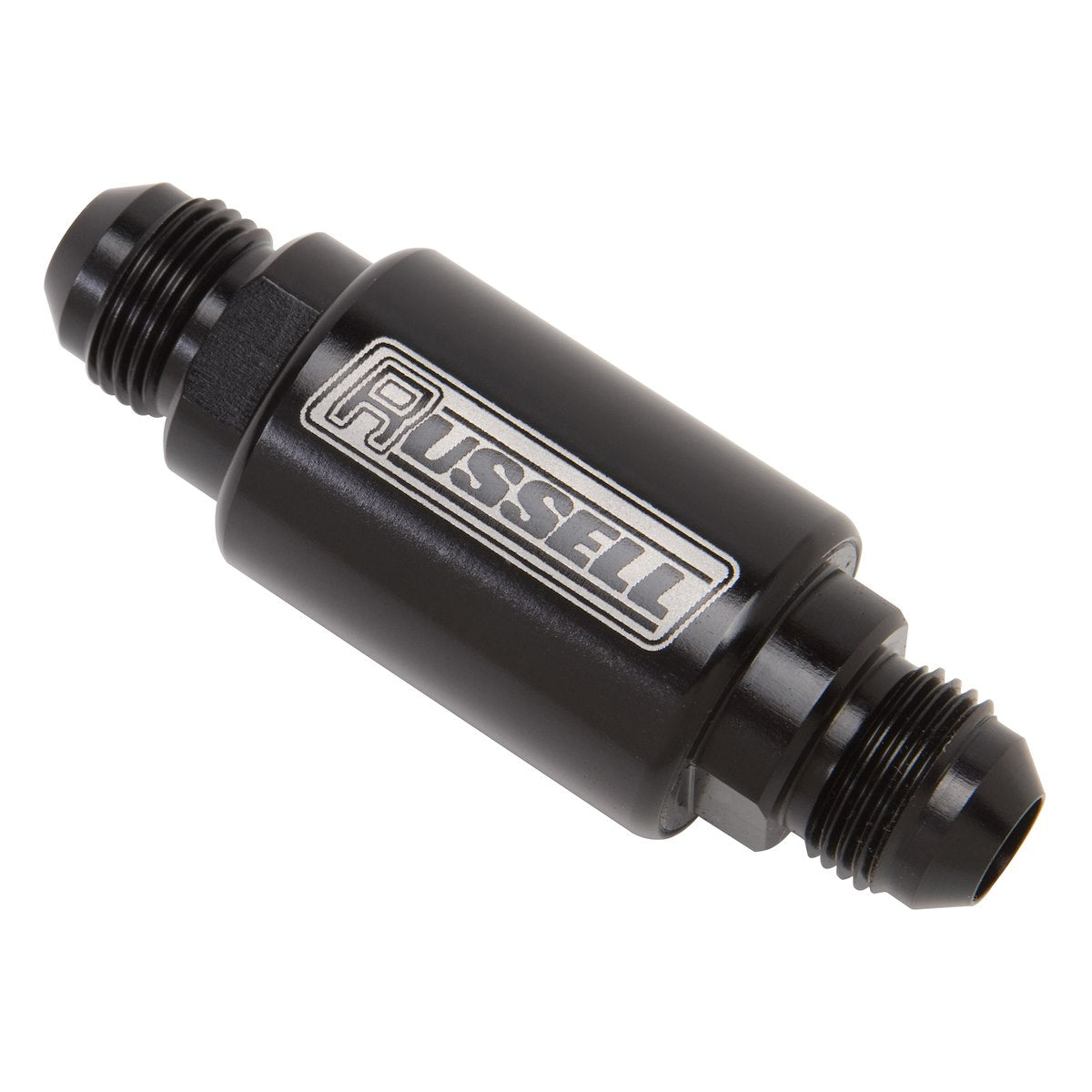 Russell Automotive Fuel Filter, -6 AN Male Inlet/Outlet, 1-1/4 in Diameter x 3 in Length, 40 Micron Disc Element - 650133