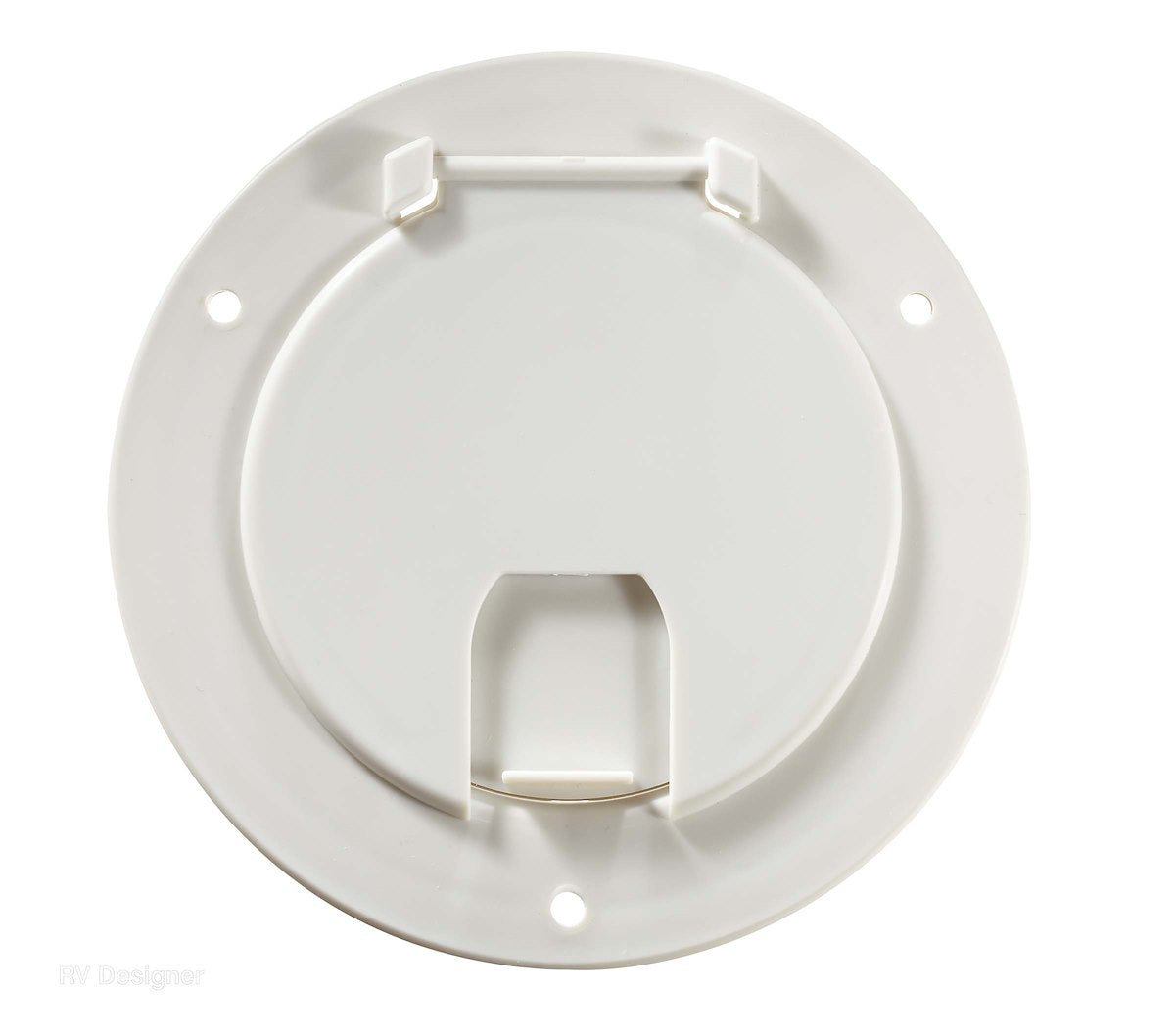 RV Designer Electrical Cord Hatch, For Use With Up To 50 amp Cords, 5.2 in x 2.6 in Overall Dimensions, 3.5 in Cut Out Dimension - B110