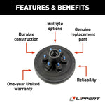 Lippert Trailer Axle Hub, Fits Lippert 3500 lb Idler Axles, 6 x 5-1/2 in Diameter Bolt Pattern, 3500 To 4400 lb Capacity - 141286