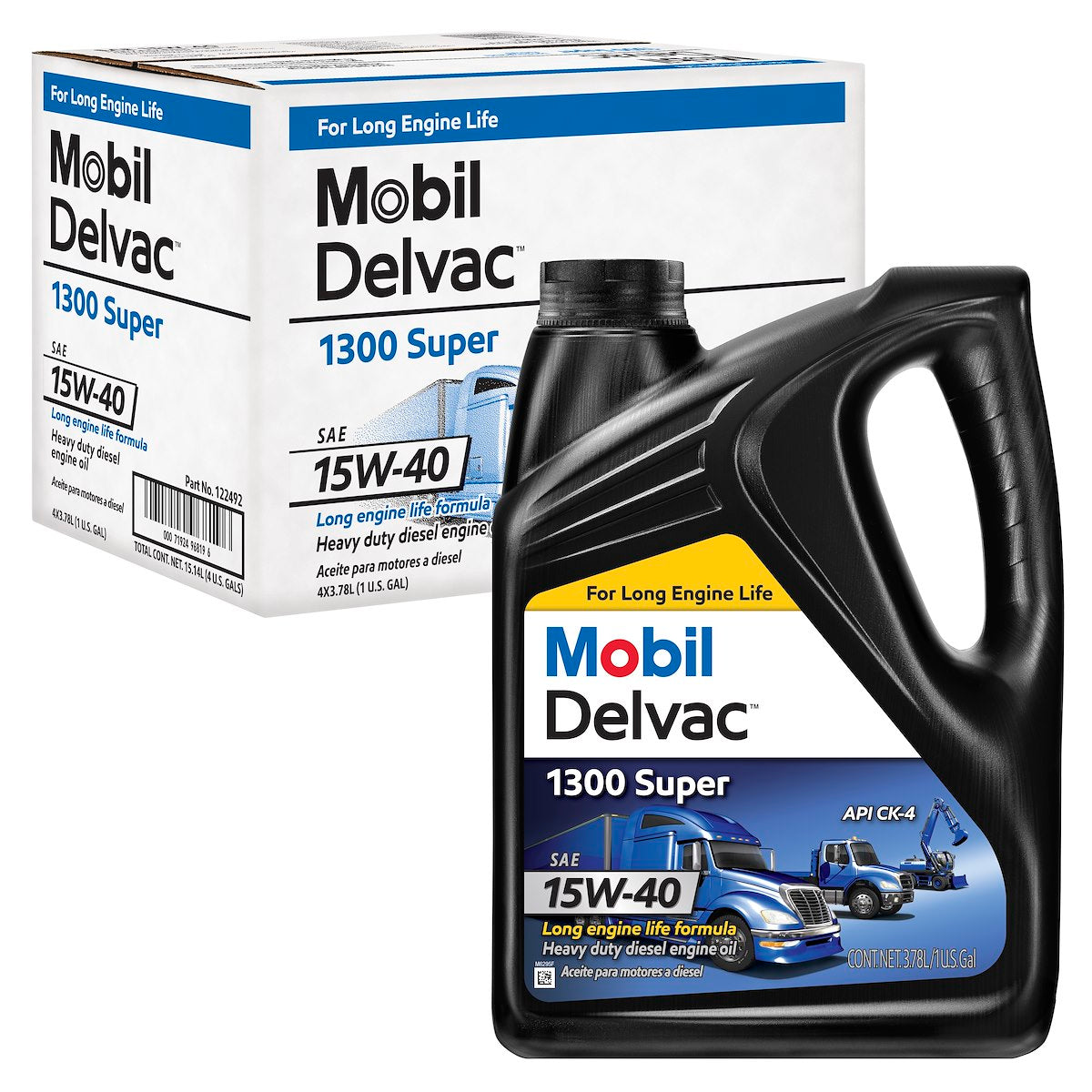 Mobil 1 Oil, Delvac  1300 Super, SAE 15W-40, 1 gal Jug - 122492