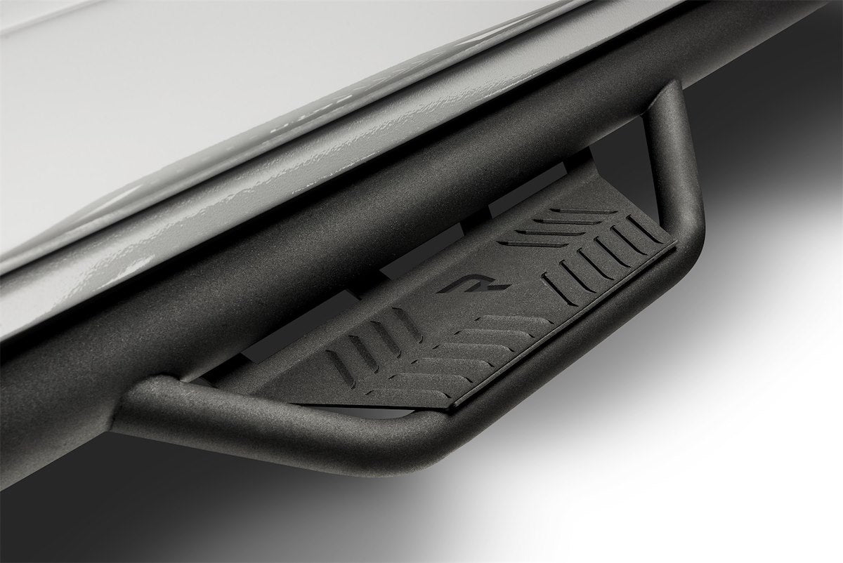 N-Fab Nerf Bar, 3 in Round Bent, Textured Powder Coated Black Stainless Steel - HPF1777QC-TX