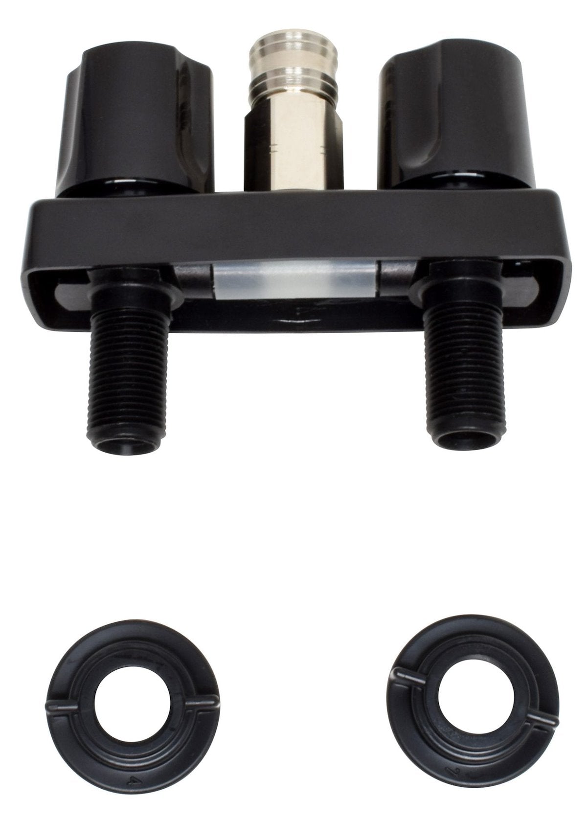 Phoenix Products Exterior Spray Port, 4 in Center, 1-1/2 in Shank Length, 2 Black Knob Handle - PF213791