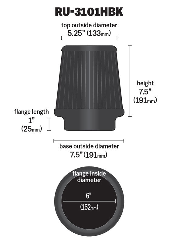 K&N Air Filter Elements RU-3101HBK product image 6